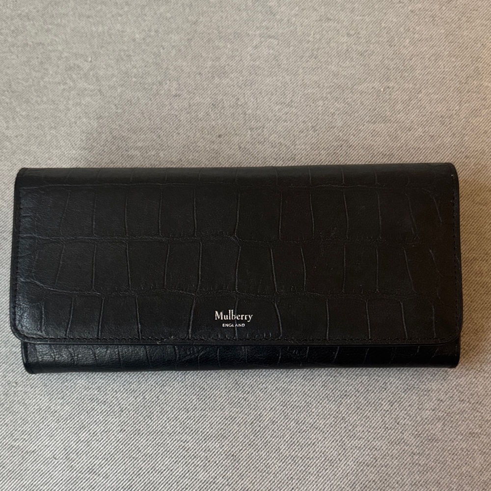 Mulberry Black Croc-Effect Leather Wallet